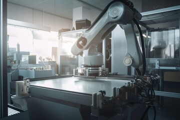robot arm working in automated modern factory - automation process - industry 4.0 - generative ai