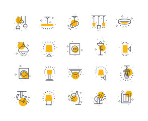 Lamps icons color set