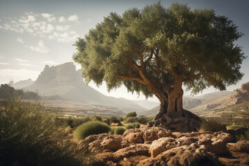 Argan tree with a natural landscape in Morocco 