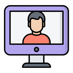 Video Conversation Line Color Icon