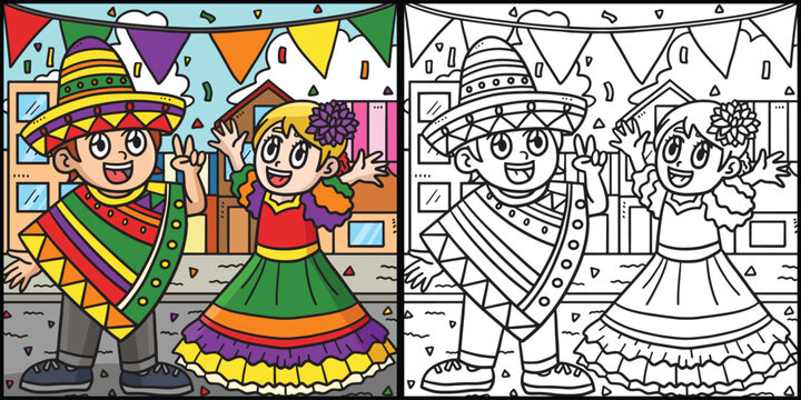 Children Celebrating Cinco de Mayo Illustration