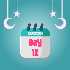 Daily Ramadan Day calendar icon. Wednesday, March 22, 2023. EPS 8 format