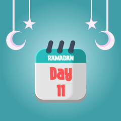 Daily Ramadan Day calendar icon. Wednesday, March 22, 2023. EPS 8 format
