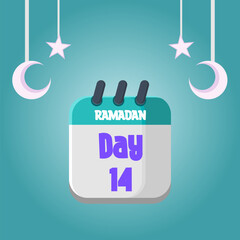 Daily Ramadan Day calendar icon. Wednesday, March 22, 2023. EPS 8 format