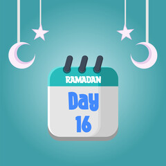 Daily Ramadan Day calendar icon. Wednesday, March 22, 2023. EPS 8 format