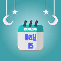 Daily Ramadan Day calendar icon. Wednesday, March 22, 2023. EPS 8 format