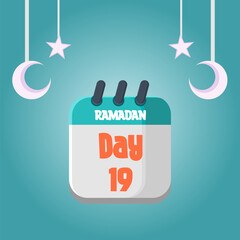Daily Ramadan Day calendar icon. Wednesday, March 22, 2023. EPS 8 format