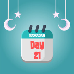 Daily Ramadan Day calendar icon. Wednesday, March 22, 2023. EPS 8 format