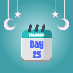 Daily Ramadan Day calendar icon. Wednesday, March 22, 2023. EPS 8 format