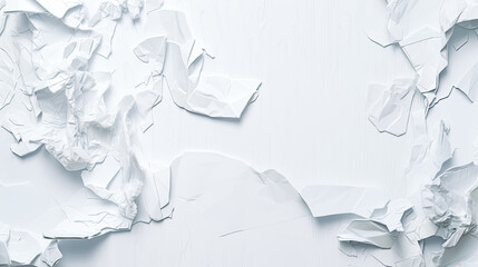 White torn paper edges flat texture,
