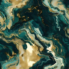 gold and dark green colors marble seamless texture (ai generated)