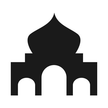 mosque icon. black and white silhouette. flat vector illustration.