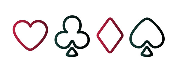 spades hearts clubs diamonds outline - poker blackjack casino gambling - four aces playing cards