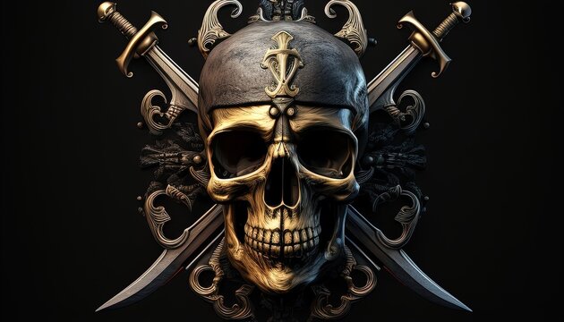 recommend clip art: skull pirate symbol, digital art illustration, Generative AI