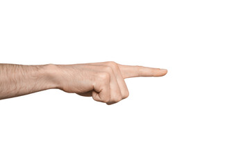 Male hand shows to the side, isolate
