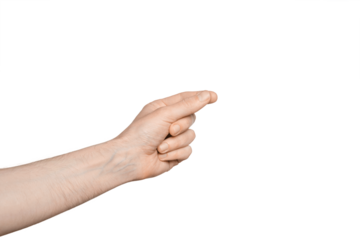 Male hand holding something in hand, isolate