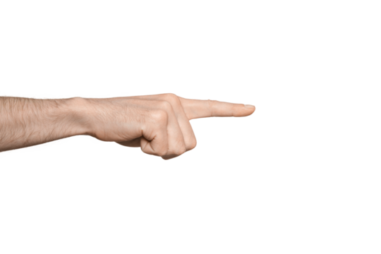Male hand shows to the side, isolate