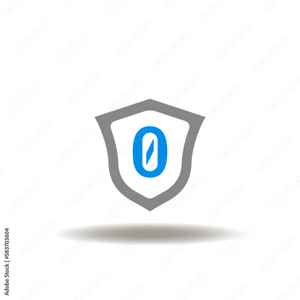 Poster vector illustration of shield and zero. icon of zero trust. symbol of cyber security and data protec