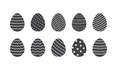 Easter egg vector icon. Black silhouettes isolated on white background. Holiday illustration