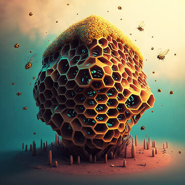 3d rendered illustration of a honeycomb generative ai