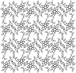 Panel with retro minimalist floral arrangement, retro style floral vector in black with transparent background