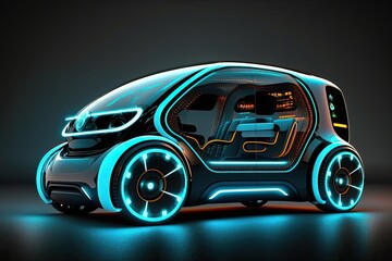 Electric futuristic self driving future car. Concept. Generative AI