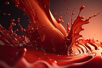 Red liquid splash closeup. ATF splash Generative AI - obrazy, fototapety, plakaty