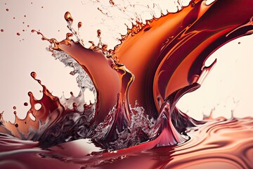 Red liquid splash closeup. ATF splash Generative AI - obrazy, fototapety, plakaty