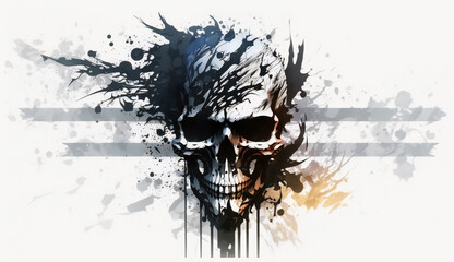 Skull isolated on white background - watercolor style illustration background by Generative Ai
