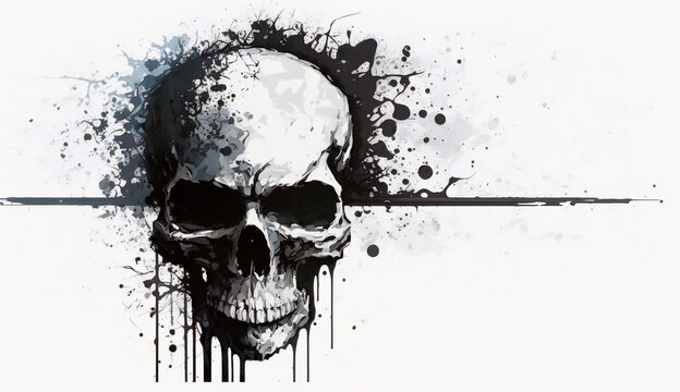 Skull isolated on white background - watercolor style illustration background by Generative Ai
