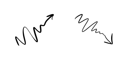 A winding arrow drawn with a black pen.