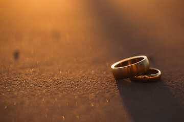 wedding rings sand