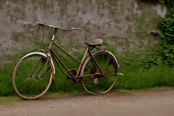 Fototapeta na wymiar A Rusty Bicycle Nostalgia, Decay, Abandonment Generative AI
