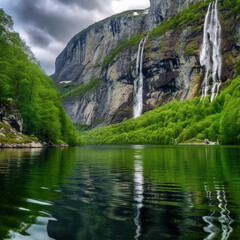 Fototapeta na wymiar The Beauty of Norway, AI