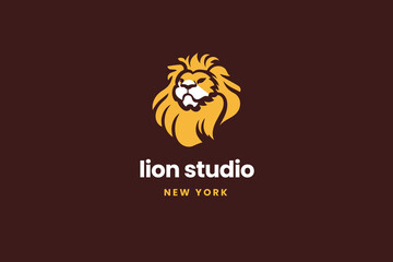 lion logo, strong and bold, finance and media companies, animal vector element, corporate brand