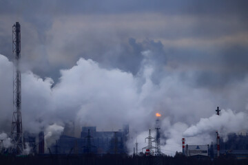 industrial landscape factory smoke pipe