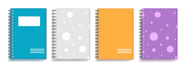 Notebook vector set design. Back to school notebook element isolated for student tools collection. Vector illustration back to school educational objects.
