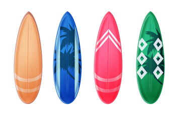 Summer surfboard elements vector set. Summer surfboard elements isolated for beach surfing. Vector illustration summer surfboard collection.
