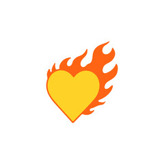 vector illustration of heart with fire concept