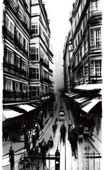 paris street sketch vector texture - 583714292
