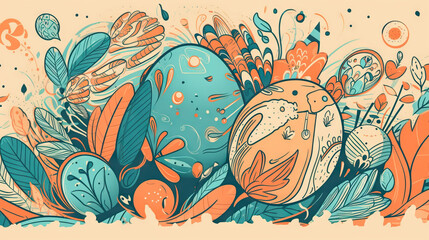 easter eggs and flowers