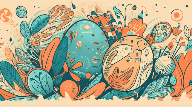 easter eggs and flowers