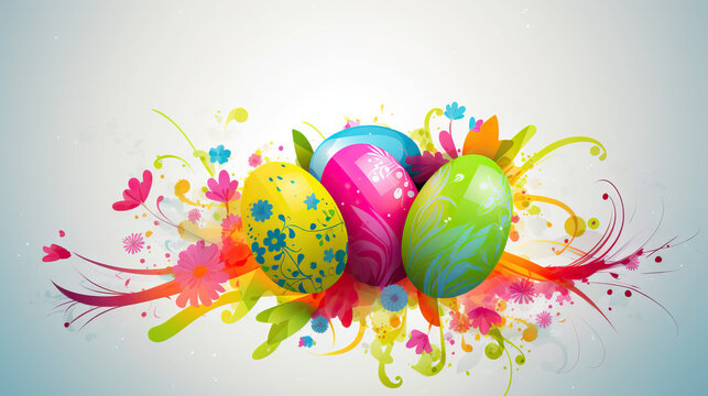 easter eggs on a white background