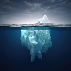Fototapeta na wymiar A 3D rendering of an iceberg underwater, highlighting the risk of global warming