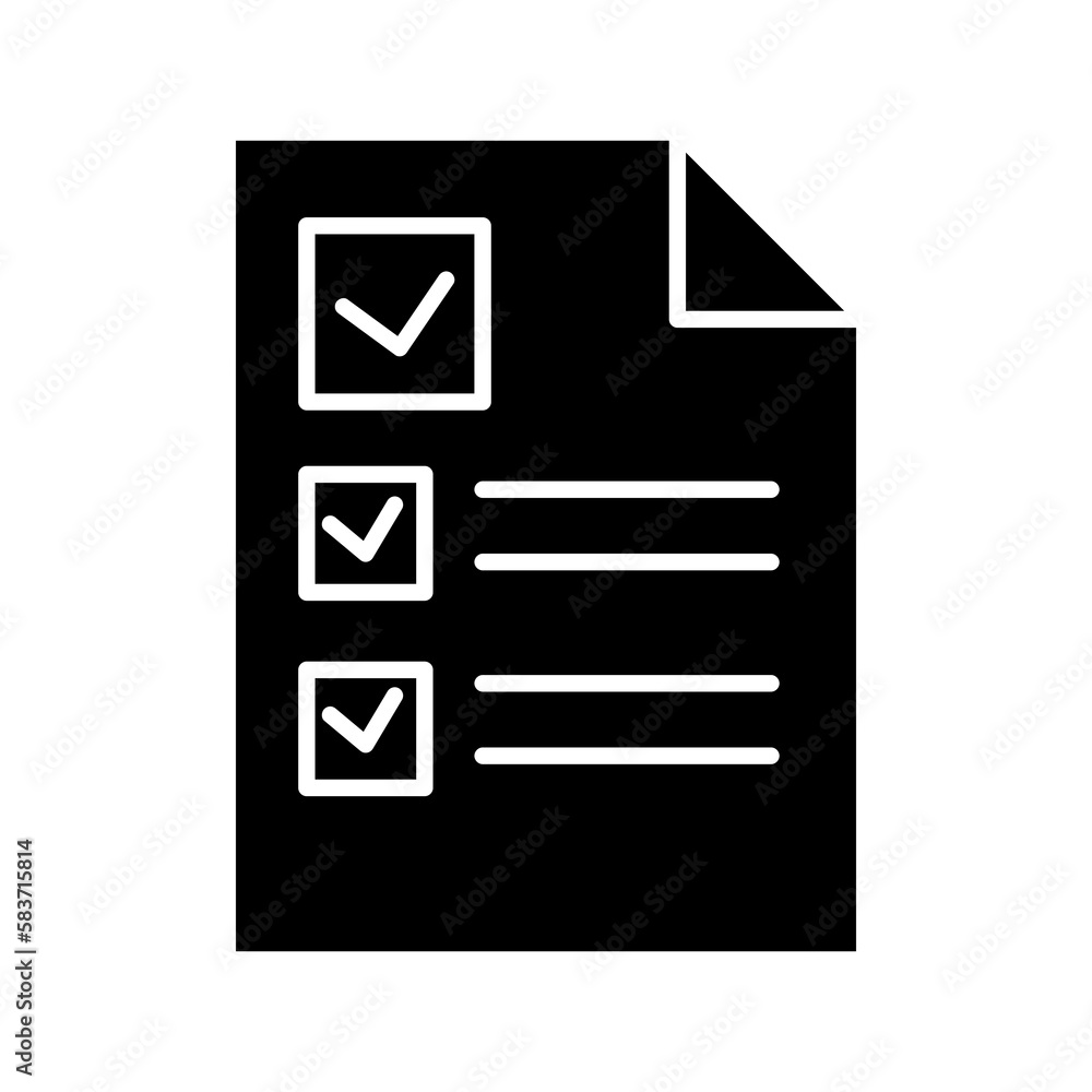 Poster features list vector icon, check list symbol. flat vector illustration for web site or mobile app
