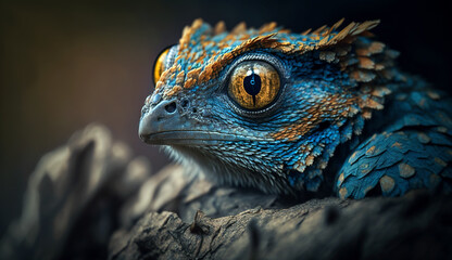 Fototapeta premium close up of blue sky iguana