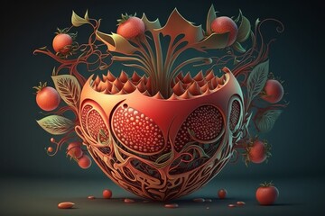 Colorful fantasy alien fruits, abstract composition
