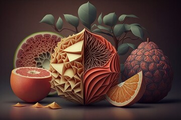 Colorful fantasy alien fruits, abstract composition
