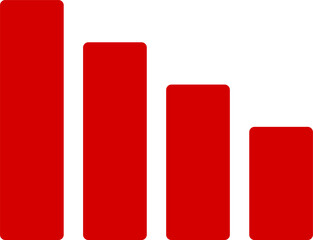 Simple Red Descending Recession Graphic or Histogram Statistics Infographic Icon. Vector Image.