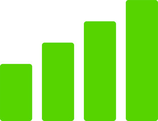 Simple Green Ascending Progress Graphic or Histogram Statistics Infographic Icon. Vector Image.